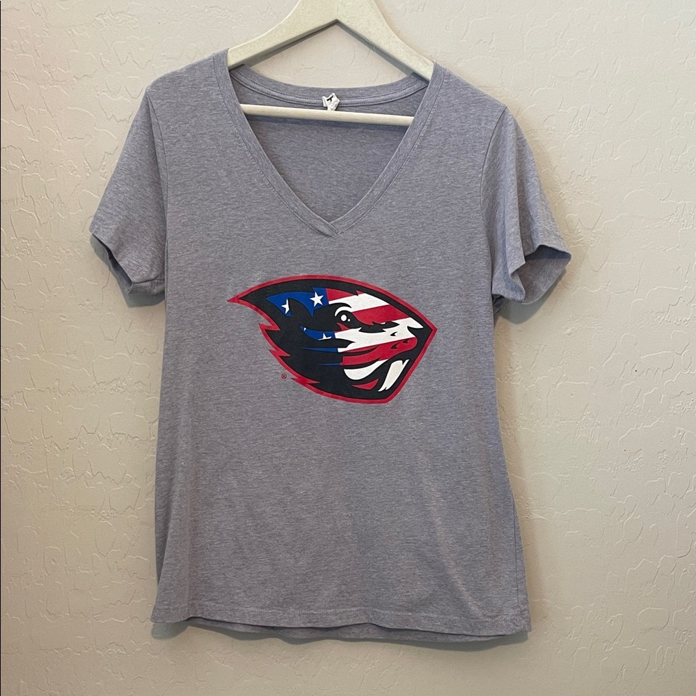 OSU Beaver Flag USA V-Neck Graphic Tee
